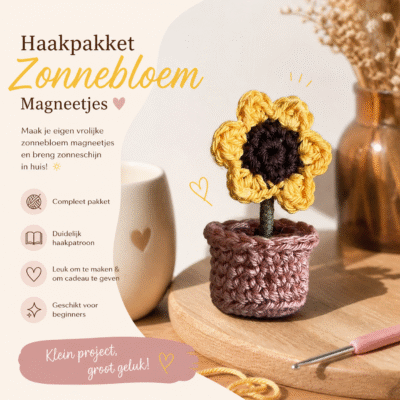 haakpakket zonnenbloem Haakpakket - Zonnenbloem magneetjes